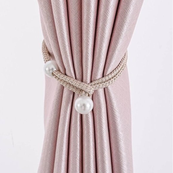 1pc Faux Pearl Decor Curtain Beige Tieback NEW - Picture 1 of 5